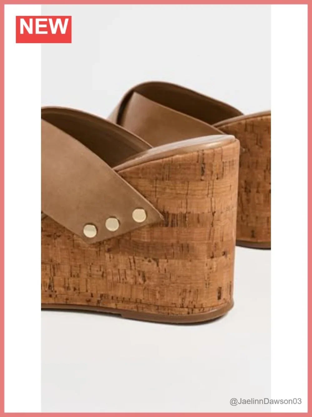 Leather Platform Wedge Sandals Studded Ankle Strap Slip On Square Toe